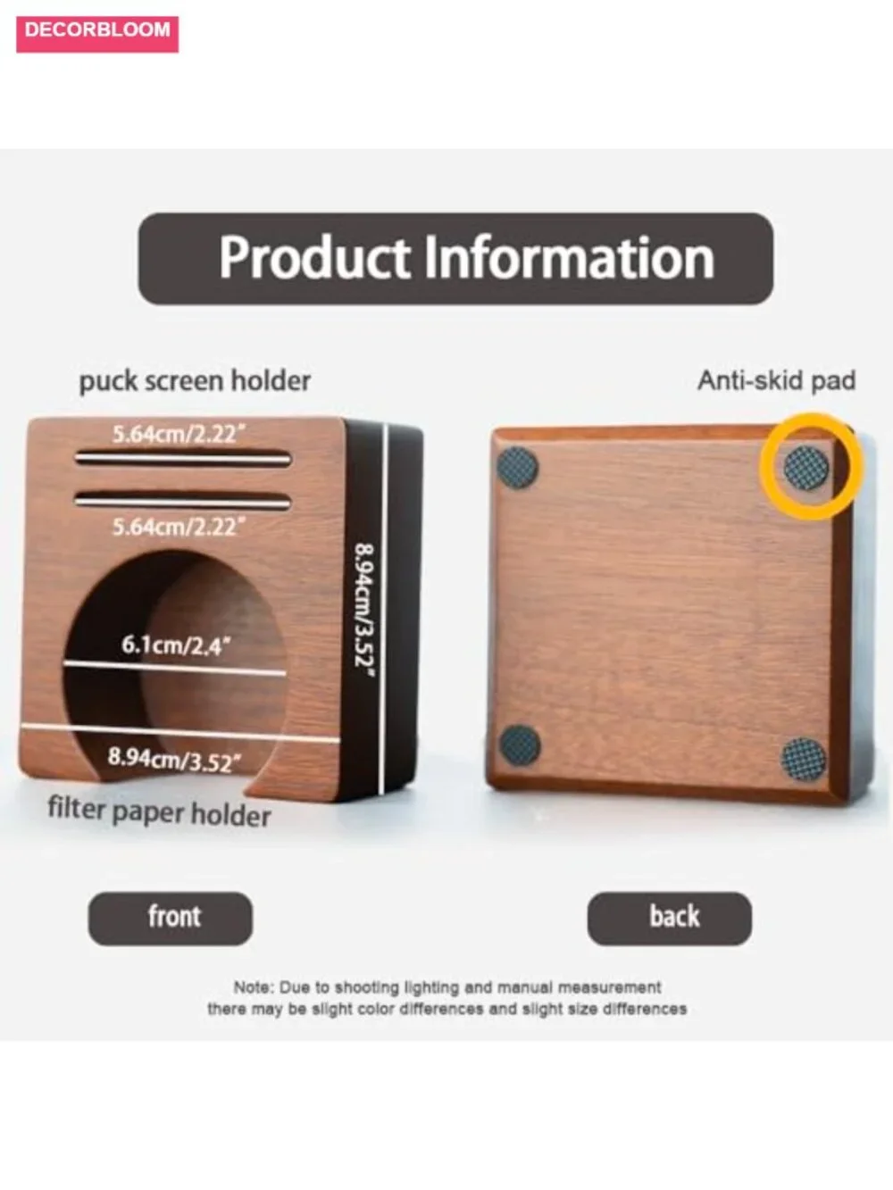 Espresso Filter & Puck Screen Holder, Solid Sapele Wood Coffee Organizer for